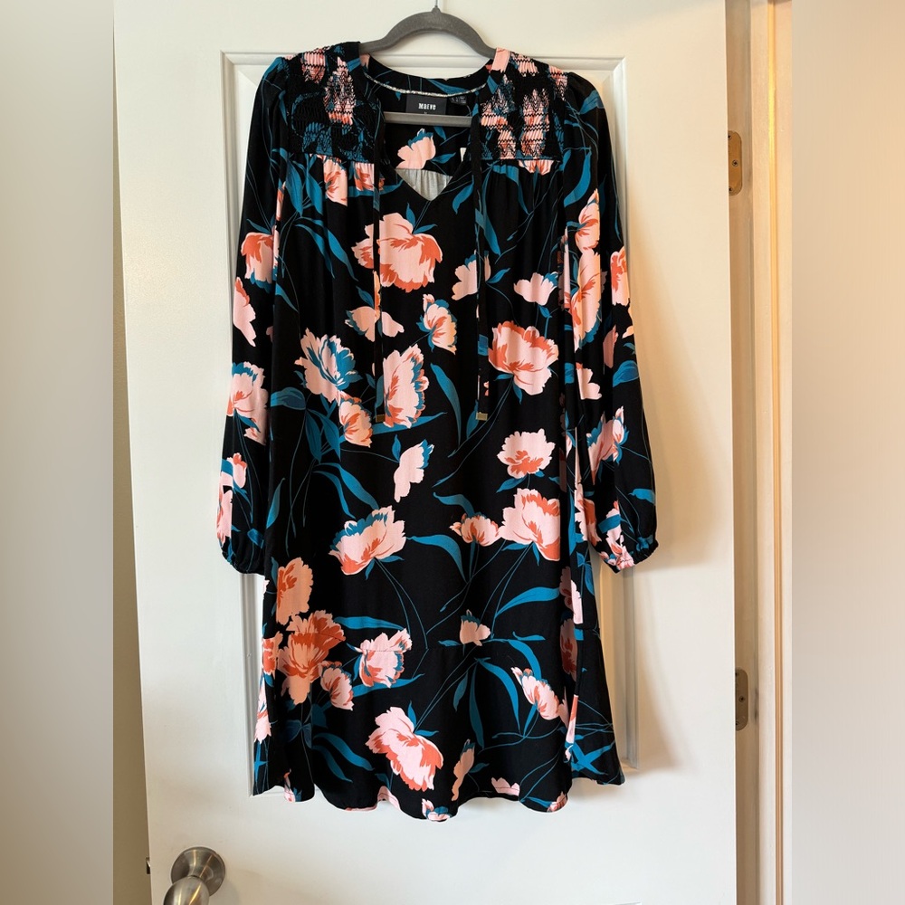 Floral Long Sleeve flounce dress